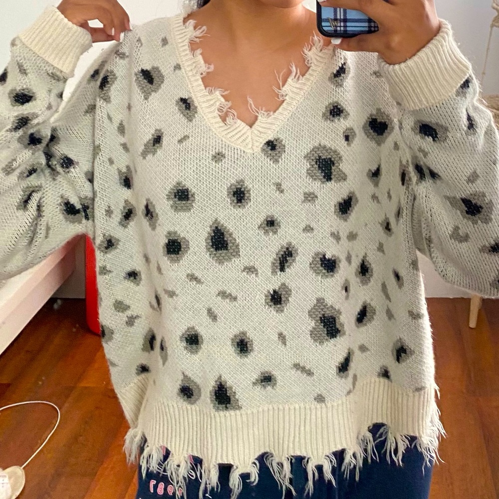 Leopard print v-neck sweater!